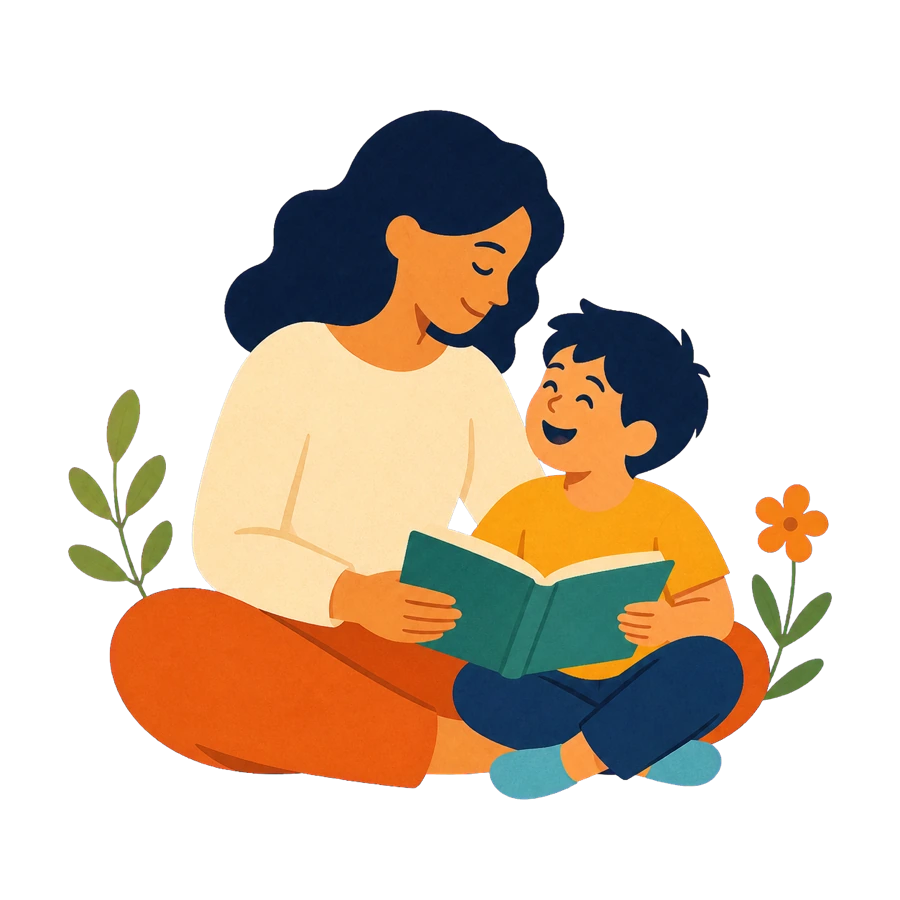 Warm illustration representing family time