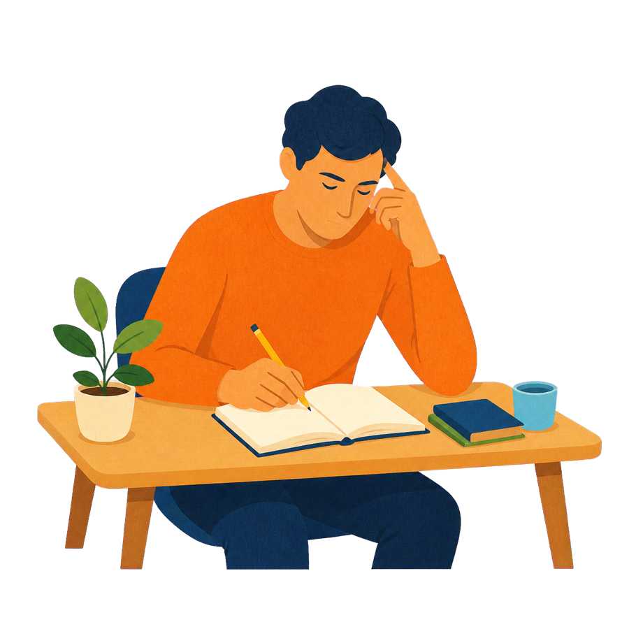 Warm illustration representing focused work