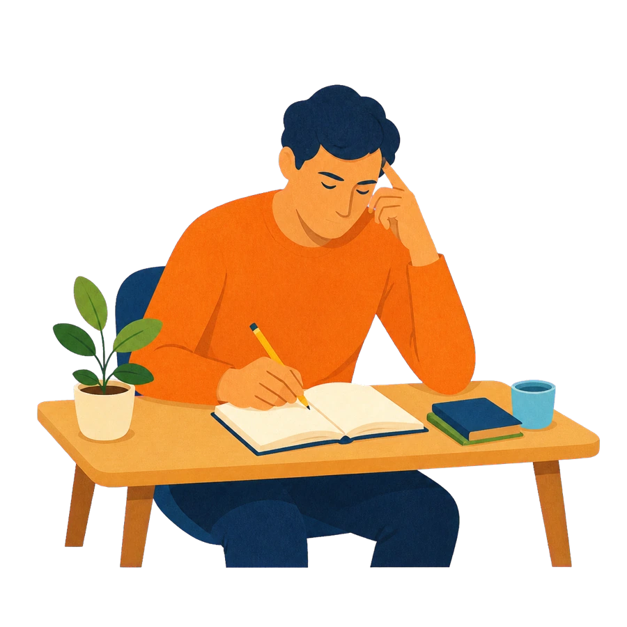 Warm illustration representing focused work